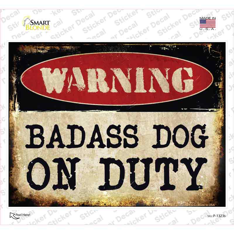 Badass Dog Novelty Rectangle Sticker Decal