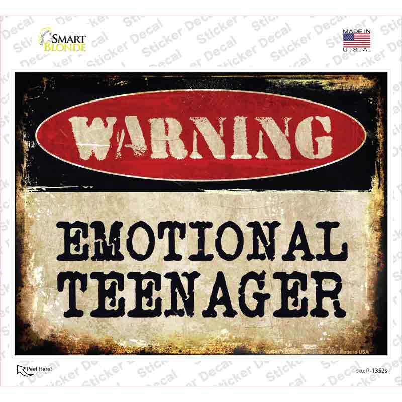 Emotional Teenager Novelty Rectangle Sticker Decal