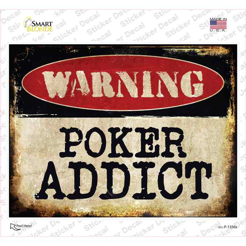Poker Addict Novelty Rectangle Sticker Decal