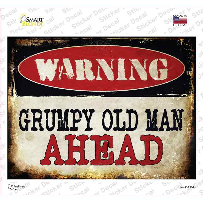 Grumpy Old Man Novelty Rectangle Sticker Decal