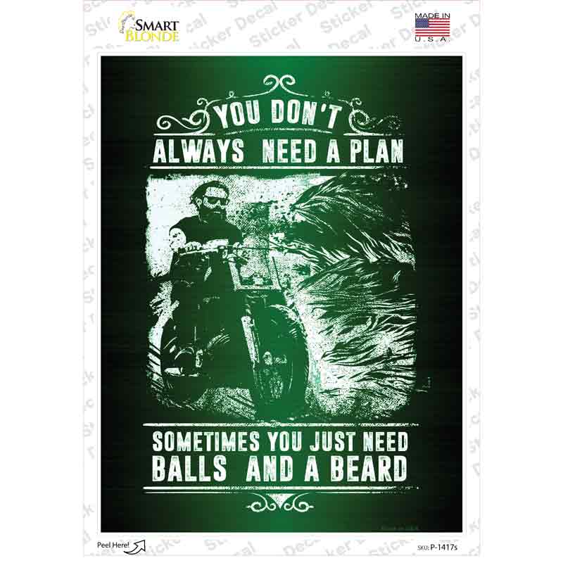 Balls And A Beard Novelty Rectangle Sticker Decal