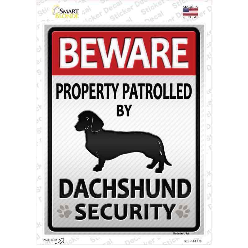 Dachshund Security Novelty Rectangle Sticker Decal