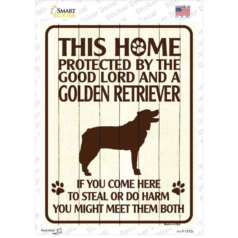 Golden Retriever Protected Novelty Rectangle Sticker Decal