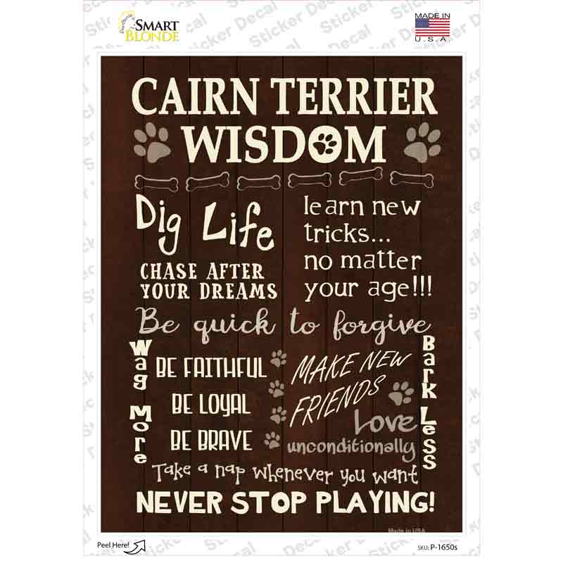 Cairn Terrier Wisdom Novelty Rectangle Sticker Decal