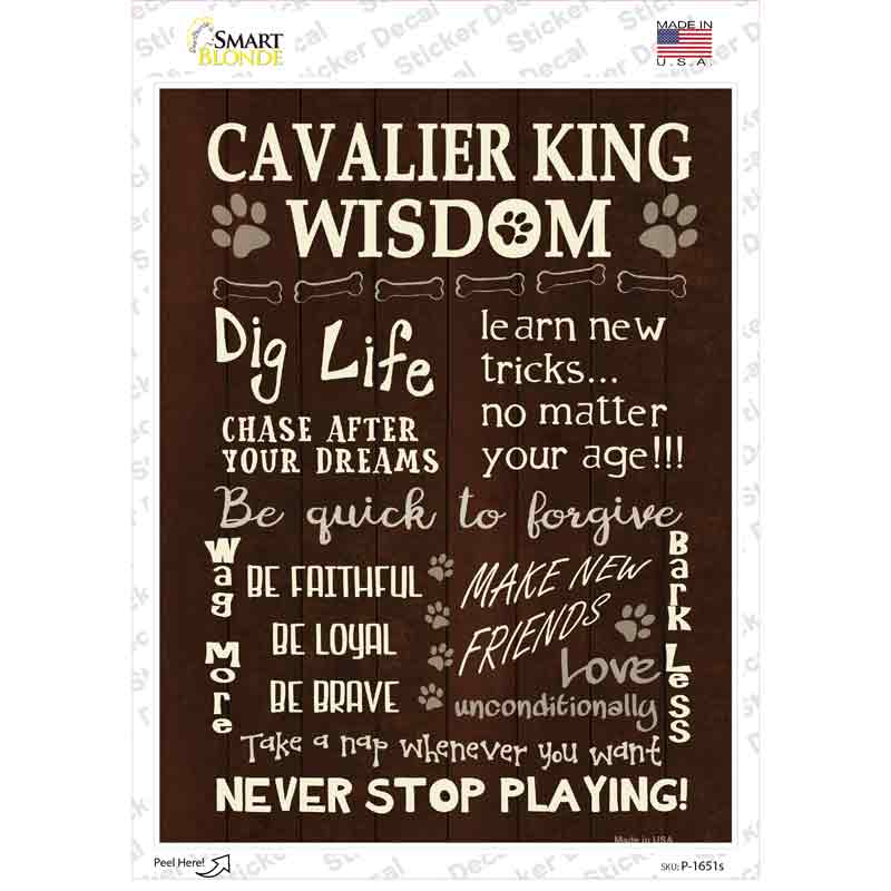 Cavalier King Wisdom Novelty Rectangle Sticker Decal