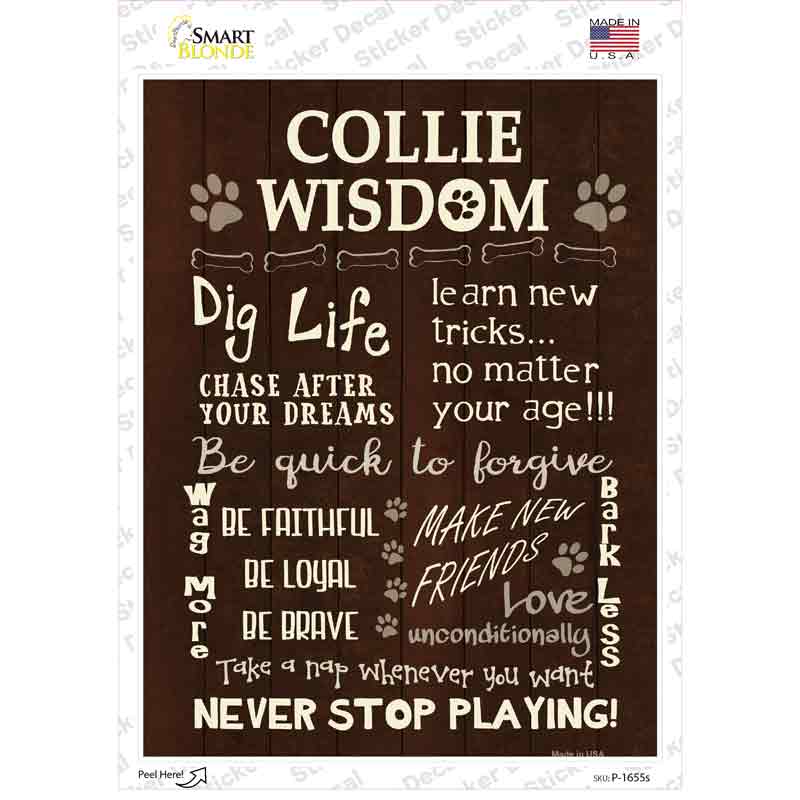 Collie Wisdom Novelty Rectangle Sticker Decal