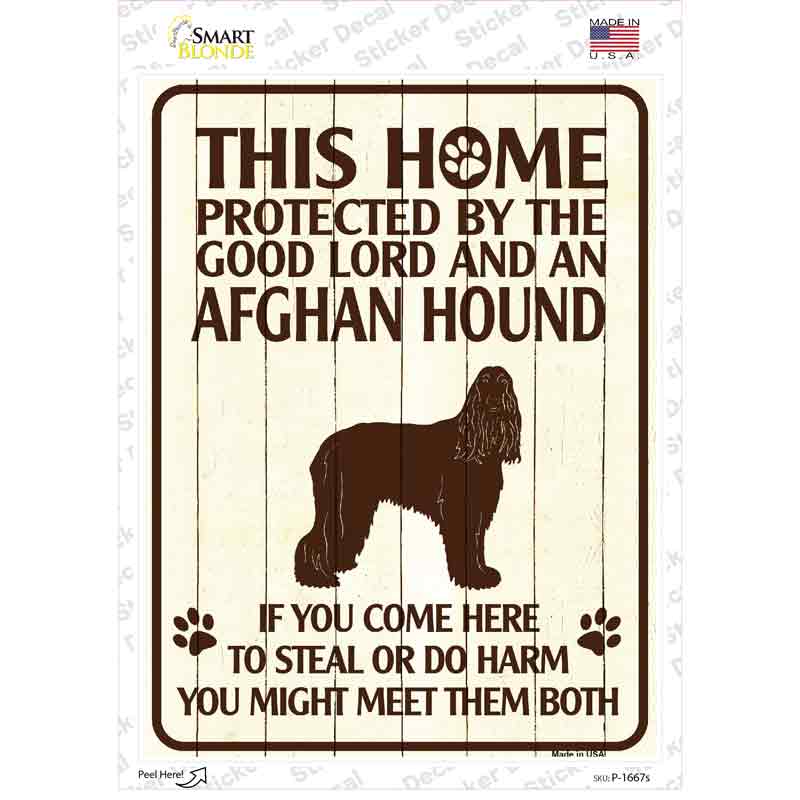 Protected By An Afghan Hound Novelty Rectangle Sticker Decal
