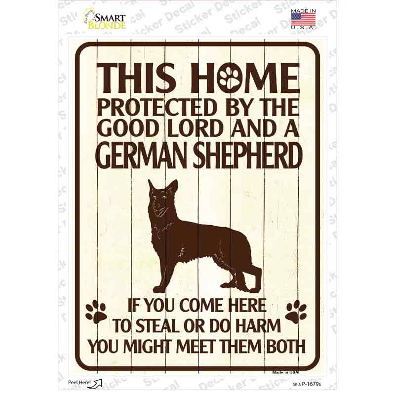 Protected By A German Shepherd Novelty Rectangle Sticker Decal