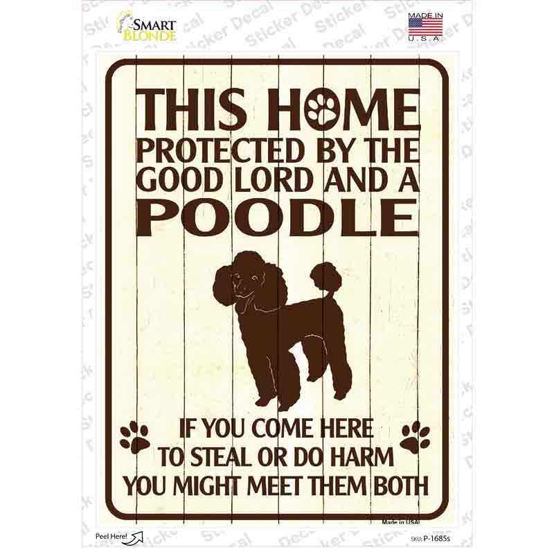 Protected By A Poodle Novelty Rectangle Sticker Decal