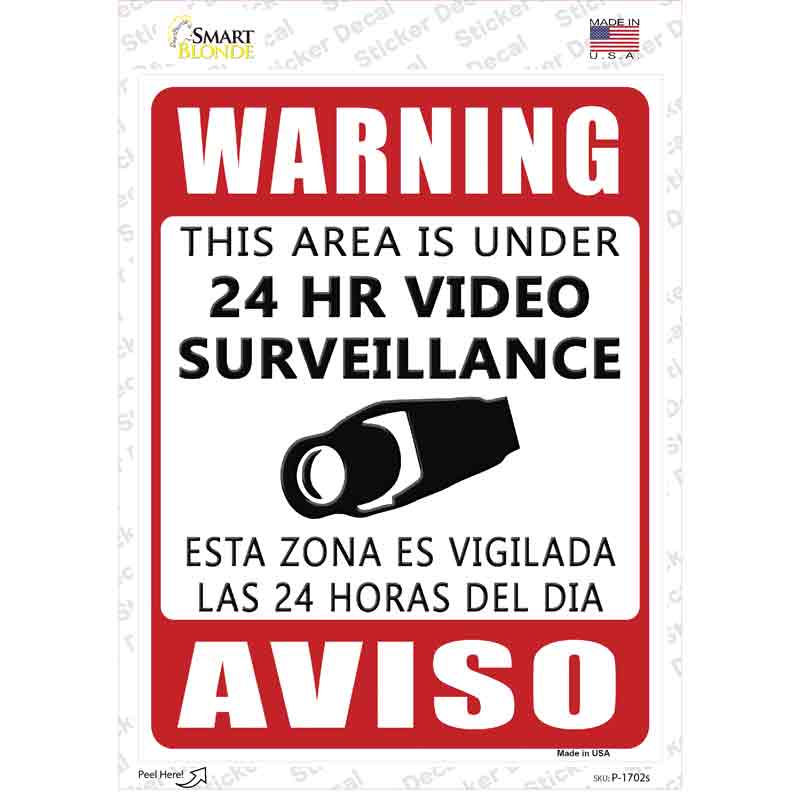 Warning This Area Is Under Video Surveillance Novelty Rectangle Sticker Decal