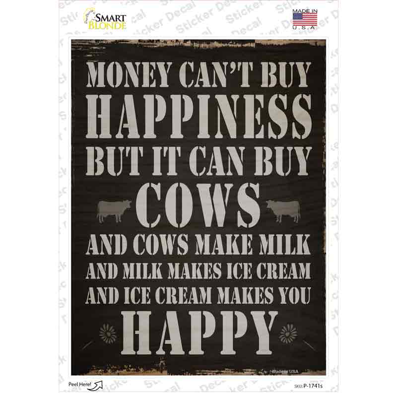 Money Can't Buy Happiness Novelty Rectangle Sticker Decal
