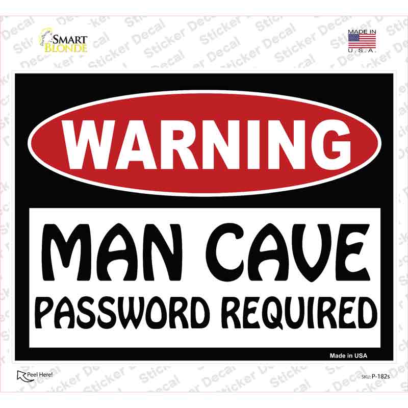 Man Cave Password Required Novelty Rectangle Sticker Decal