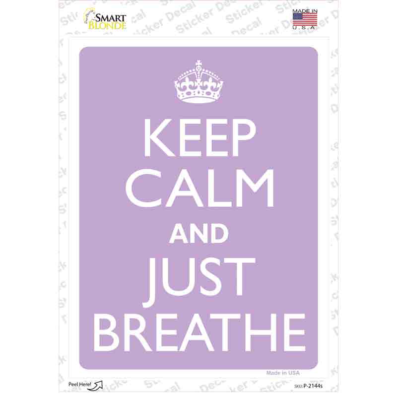Keep Calm And Just Breathe Novelty Rectangle Sticker Decal
