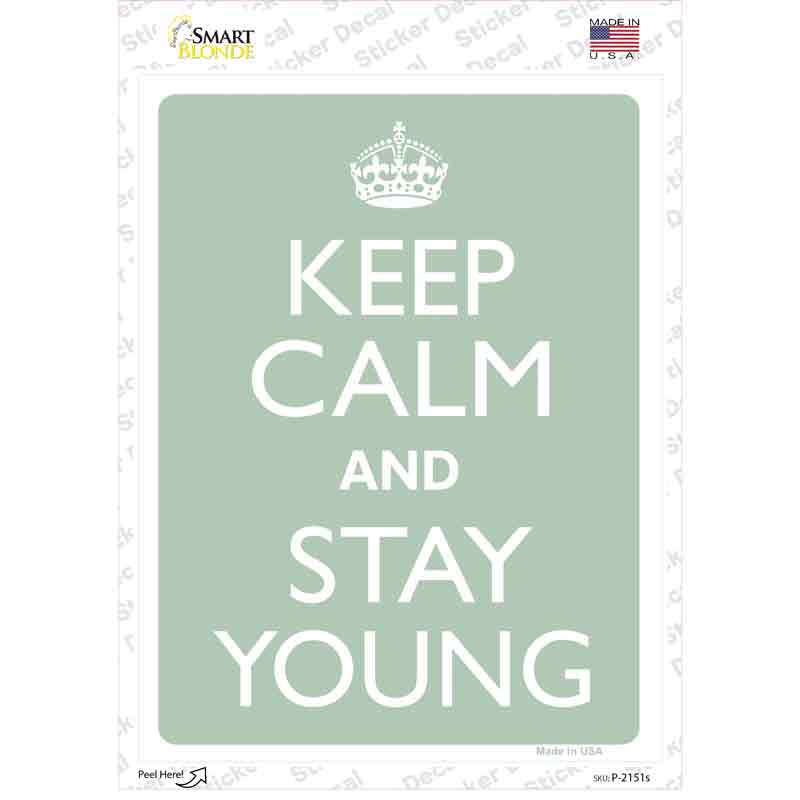 Keep Calm And Stay Young Novelty Rectangle Sticker Decal