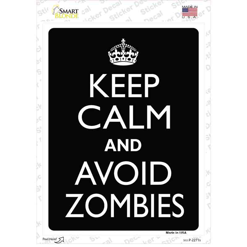 Keep Calm Avoid Zombies Novelty Rectangle Sticker Decal