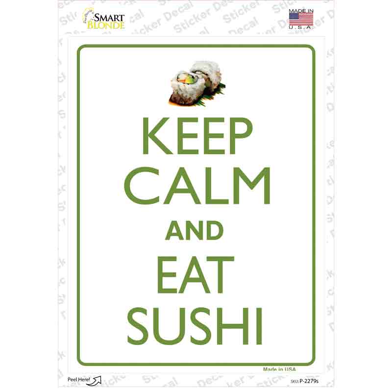 Keep Calm Eat Sushi Novelty Rectangle Sticker Decal