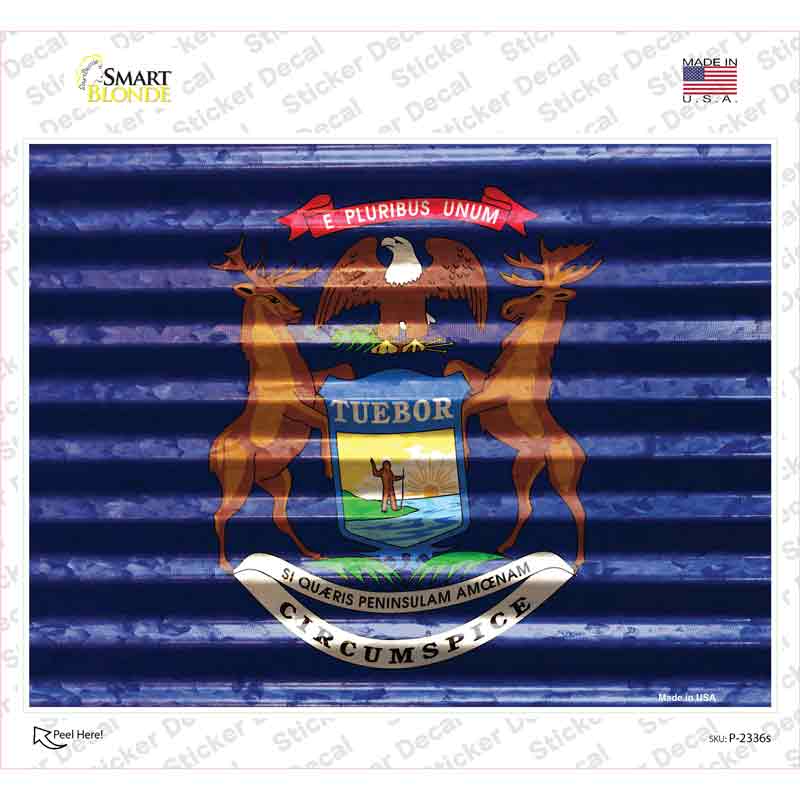 Michigan Flag Novelty Rectangle Sticker Decal