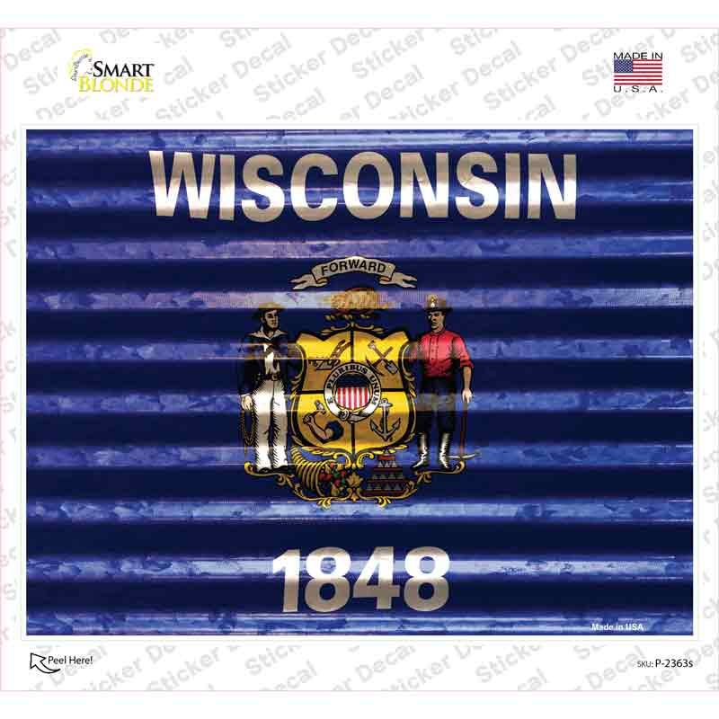 Wisconsin Flag Novelty Rectangle Sticker Decal