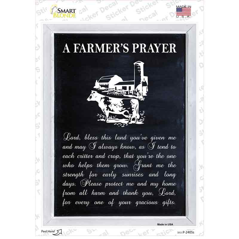 A Farmers Prayer Novelty Rectangle Sticker Decal