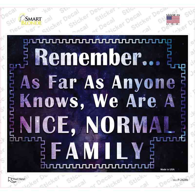 Nice Normal Family Novelty Rectangle Sticker Decal