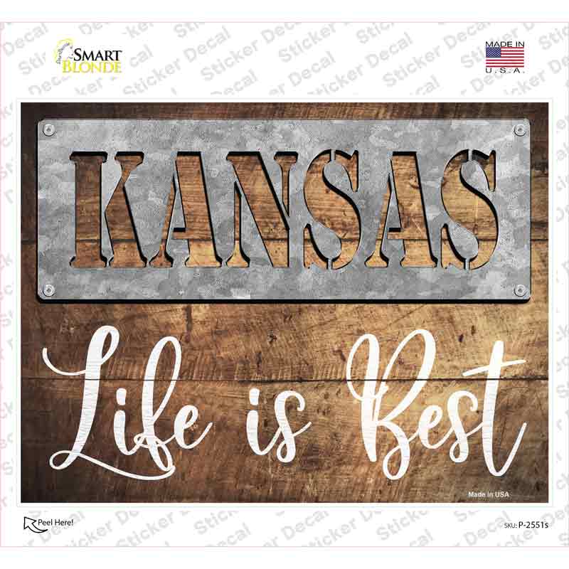 Kansas Stencil Life is Best Novelty Rectangle Sticker Decal