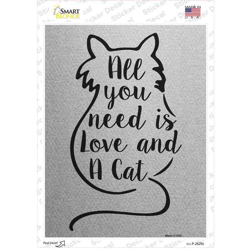 Love And A Cat Novelty Rectangular Sticker Decal