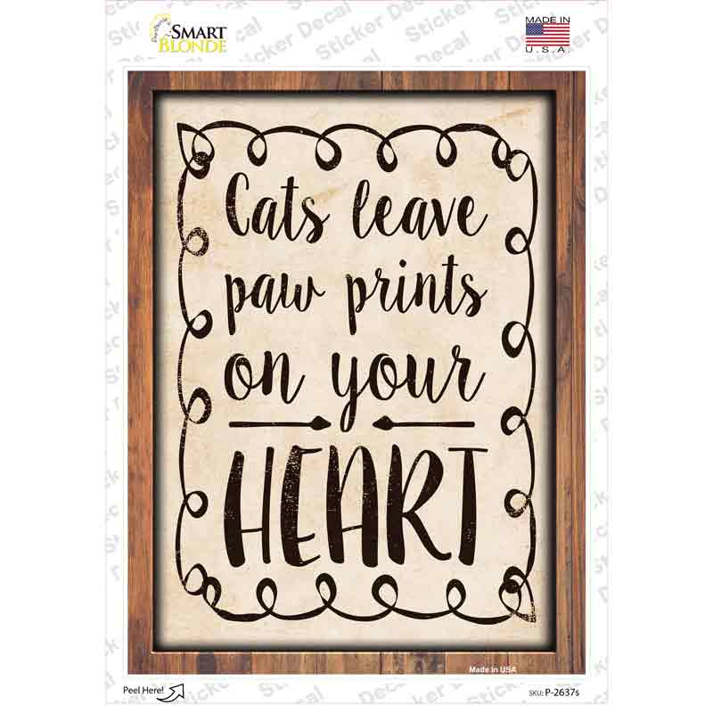 Paw Prints On Heart Novelty Rectangular Sticker Decal