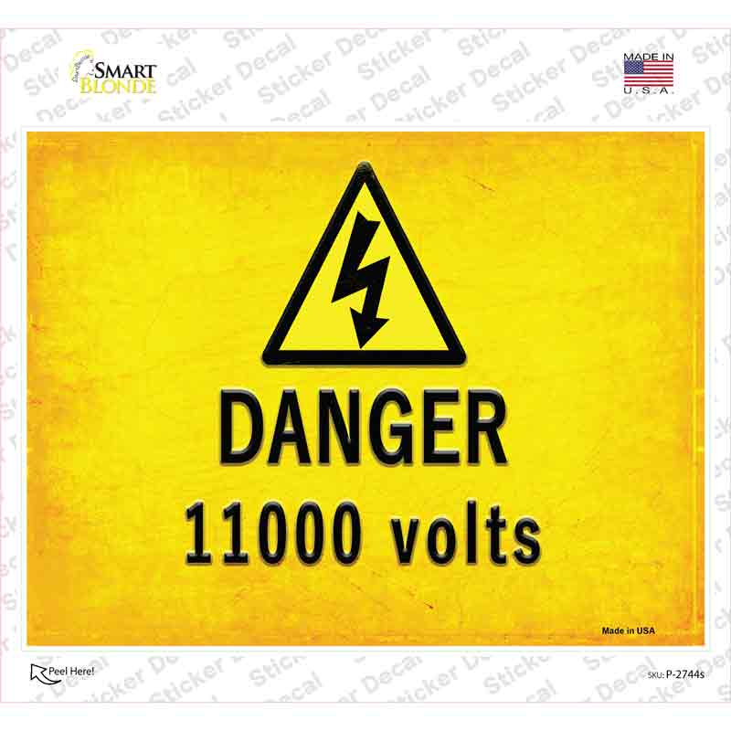 Danger 11000 Volts Novelty Rectangle Sticker Decal