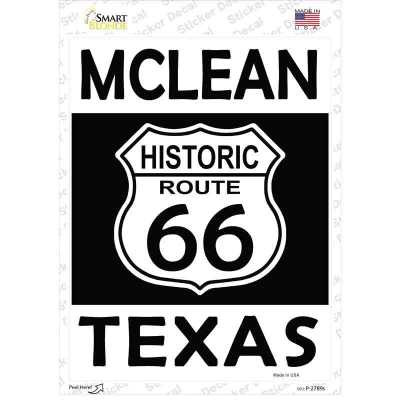 McLean Texas Historic Route 66 Novelty Rectangle Sticker Decal