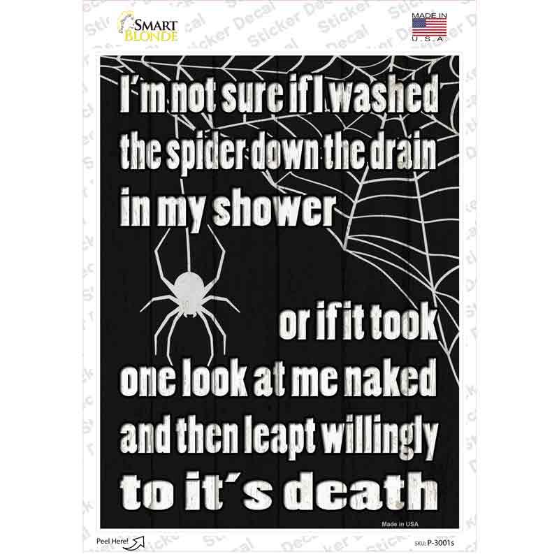Spider Down the Drain Novelty Rectangle Sticker Decal