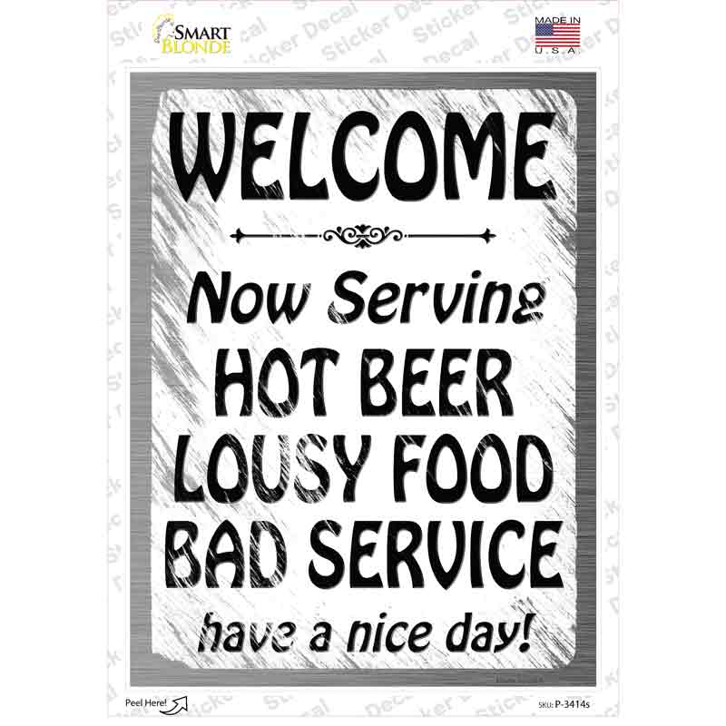 Hot Beer Lousy Food Novelty Rectangle Sticker Decal
