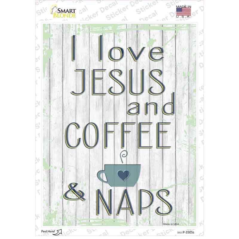 Jesus Coffee Naps Novelty Rectangular Sticker Decal