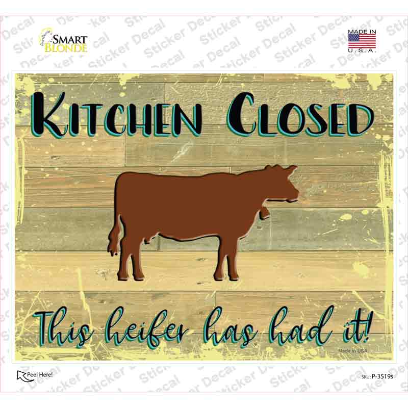Kitchen Closed Novelty Rectangular Sticker Decal