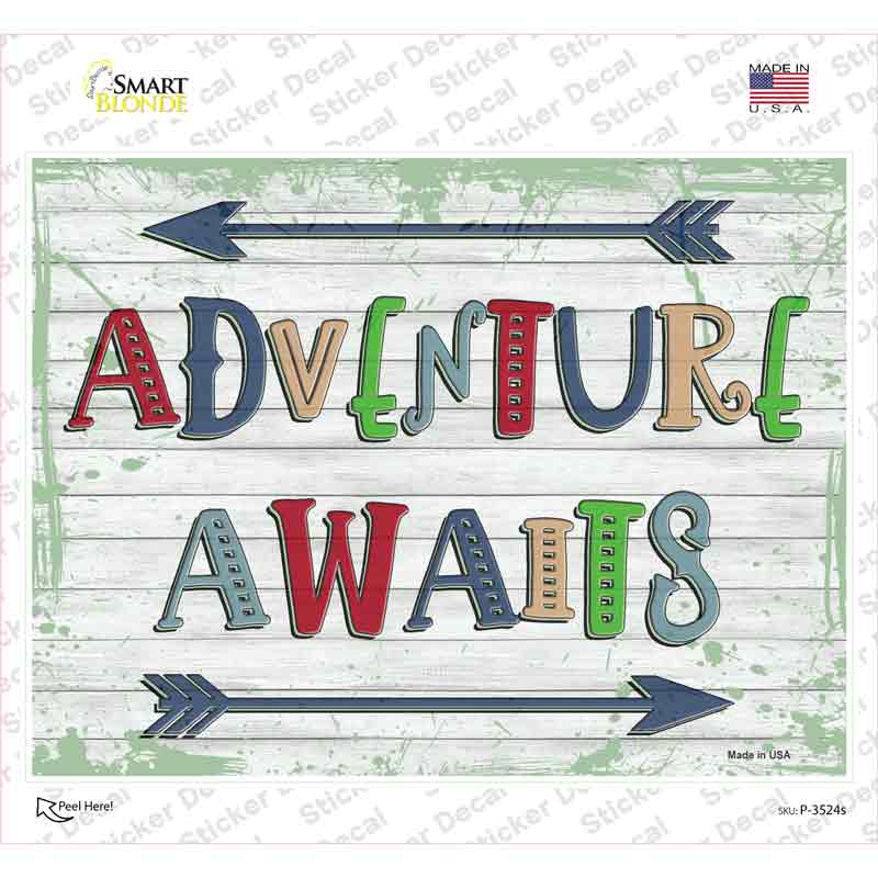 Adventure Awaits Novelty Rectangular Sticker Decal