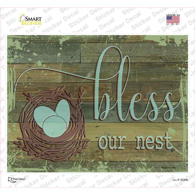 Bless Our Nest Novelty Rectangular Sticker Decal