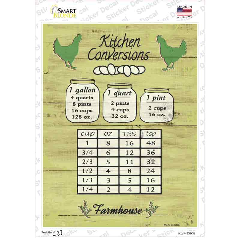 Kitchen Conversions Novelty Rectangular Sticker Decal