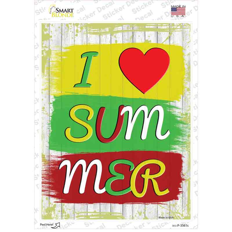 I Love Summer Novelty Rectangular Sticker Decal