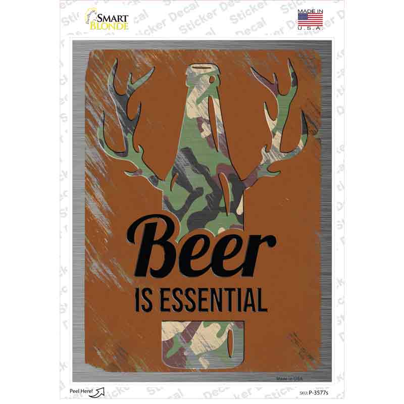 Beer Is Essential Novelty Rectangle Sticker Decal