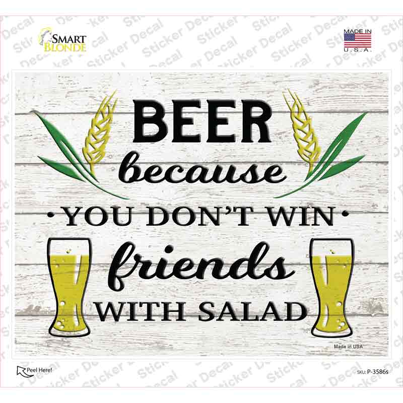Win Friends With Salad Novelty Rectangle Sticker Decal