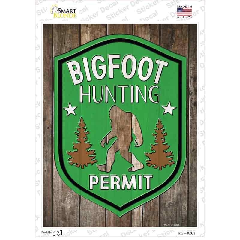 Bigfoot Hunting Permit Novelty Rectangle Sticker Decal
