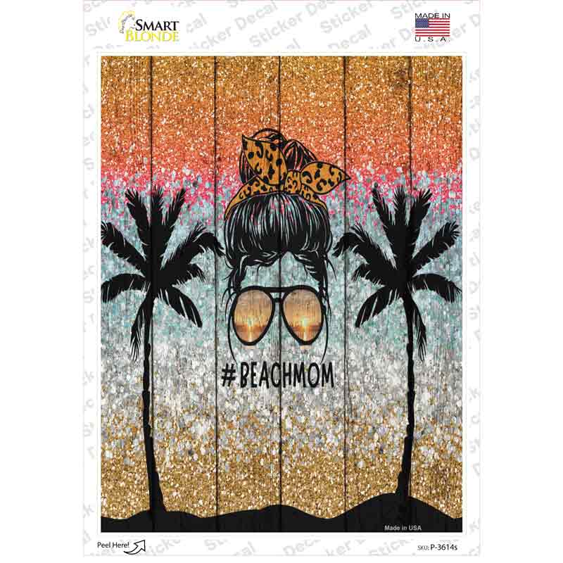 Beach Mom Bun Novelty Rectangle Sticker Decal