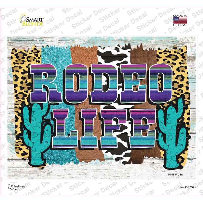 Rodeo Life Turquoise Novelty Rectangle Sticker Decal
