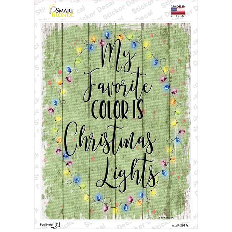 My Favorite Color Christmas Lights Novelty Rectangle Sticker Decal
