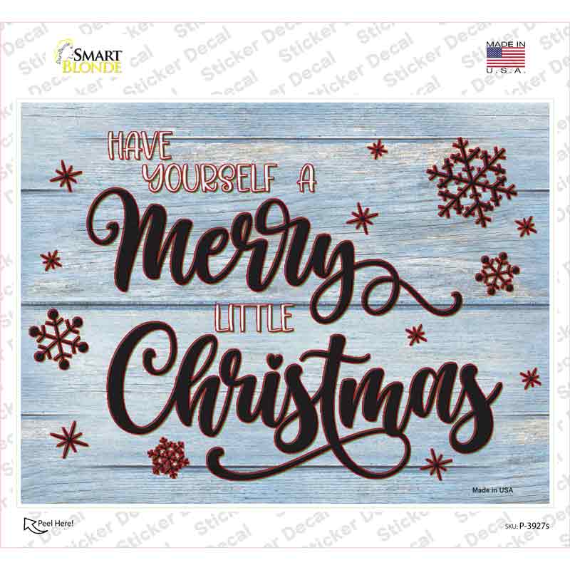 Merry Little Christmas Blue Novelty Rectangle Sticker Decal