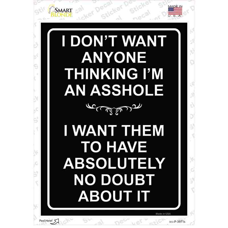 Dont Think Im An Asshole Novelty Rectangle Sticker Decal