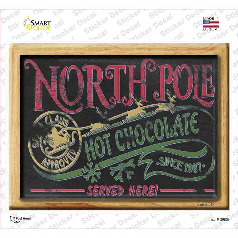North Pole Hot Chocolate Novelty Rectangle Sticker Decal