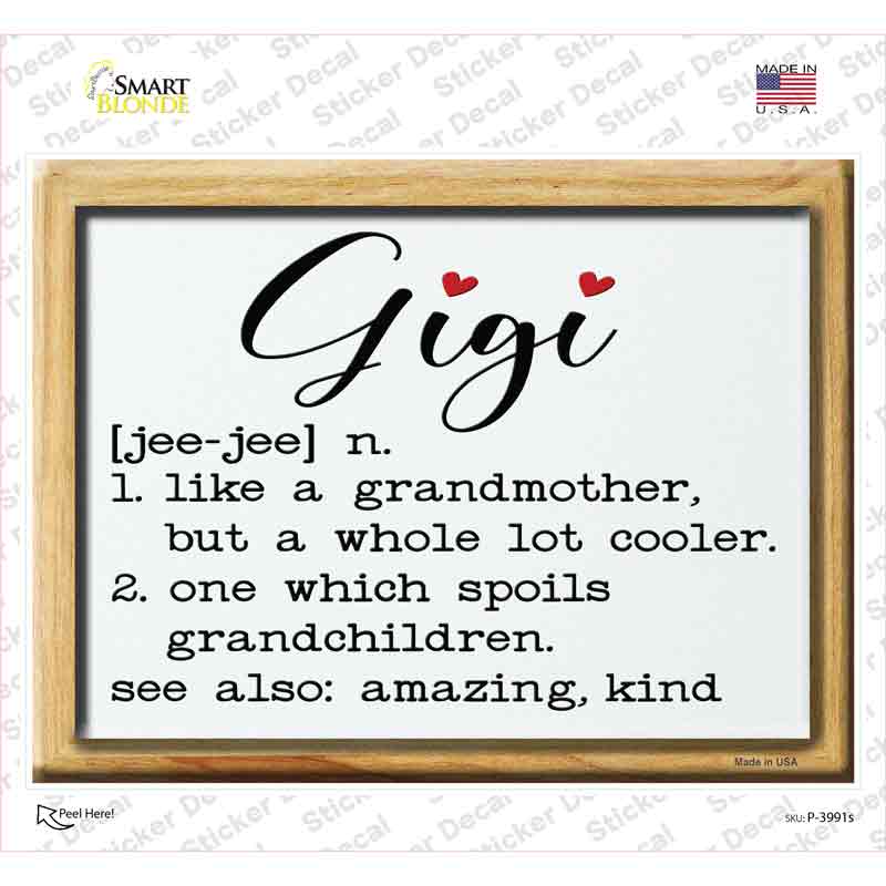 Gigi Definition Novelty Rectangle Sticker Decal