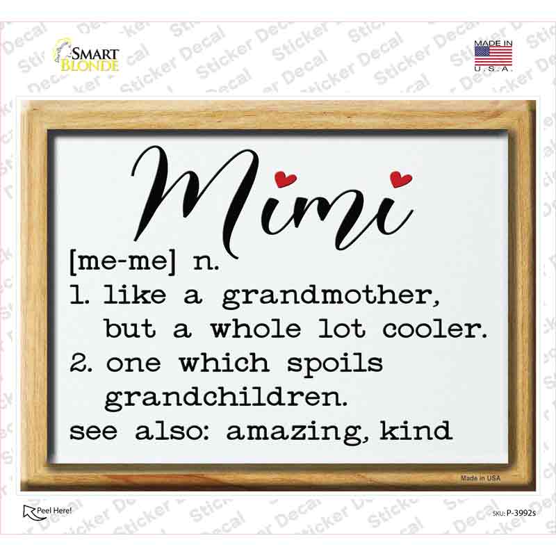 Mimi Definition Novelty Rectangle Sticker Decal