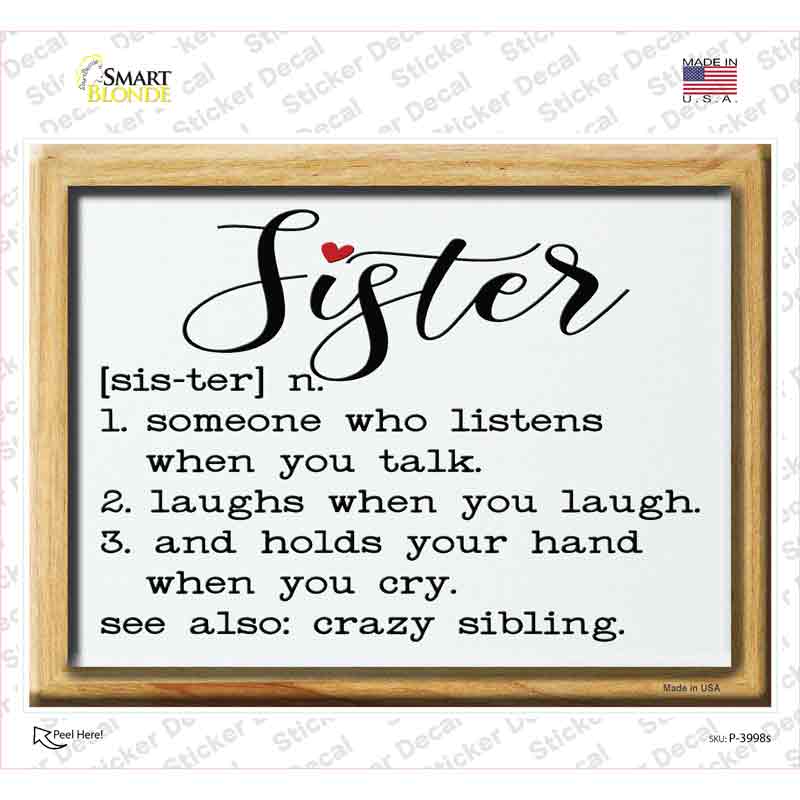 Sister Definition Novelty Rectangle Sticker Decal