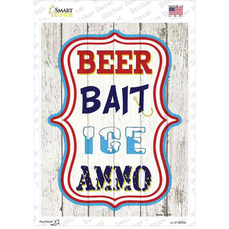 Beer Bait Ice Ammo Novelty Rectangle Sticker Decal